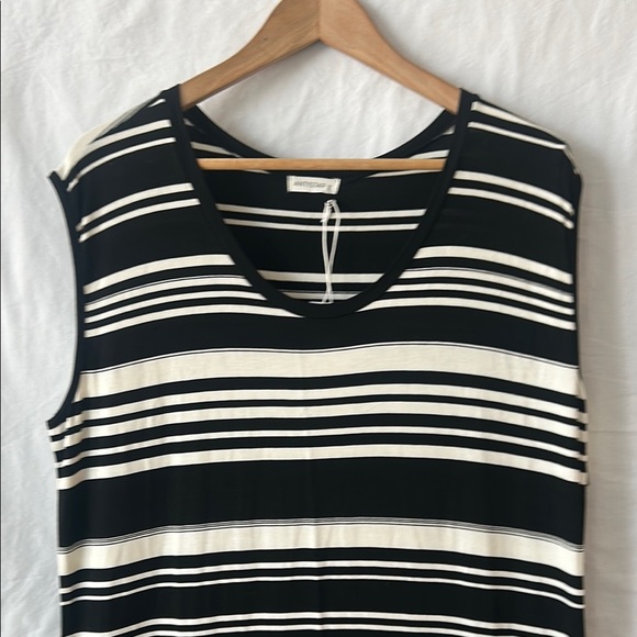 Antistar Black and White Striped Sleeveless Stretchy Maxi Dress Made in Canada - Picture 3 of 13